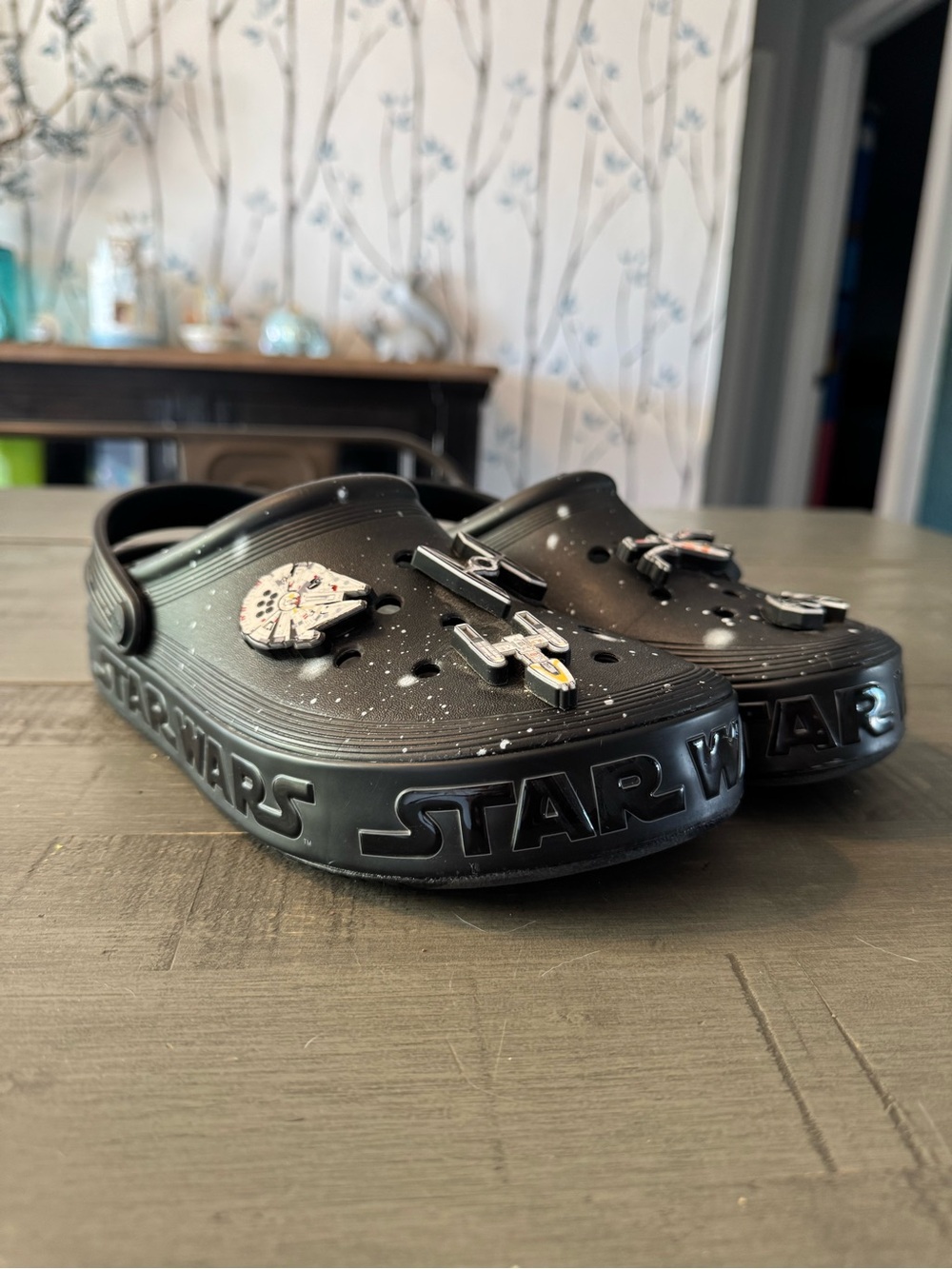 Black StarWars Crocs with light up Death Star - Picture 2 of 3